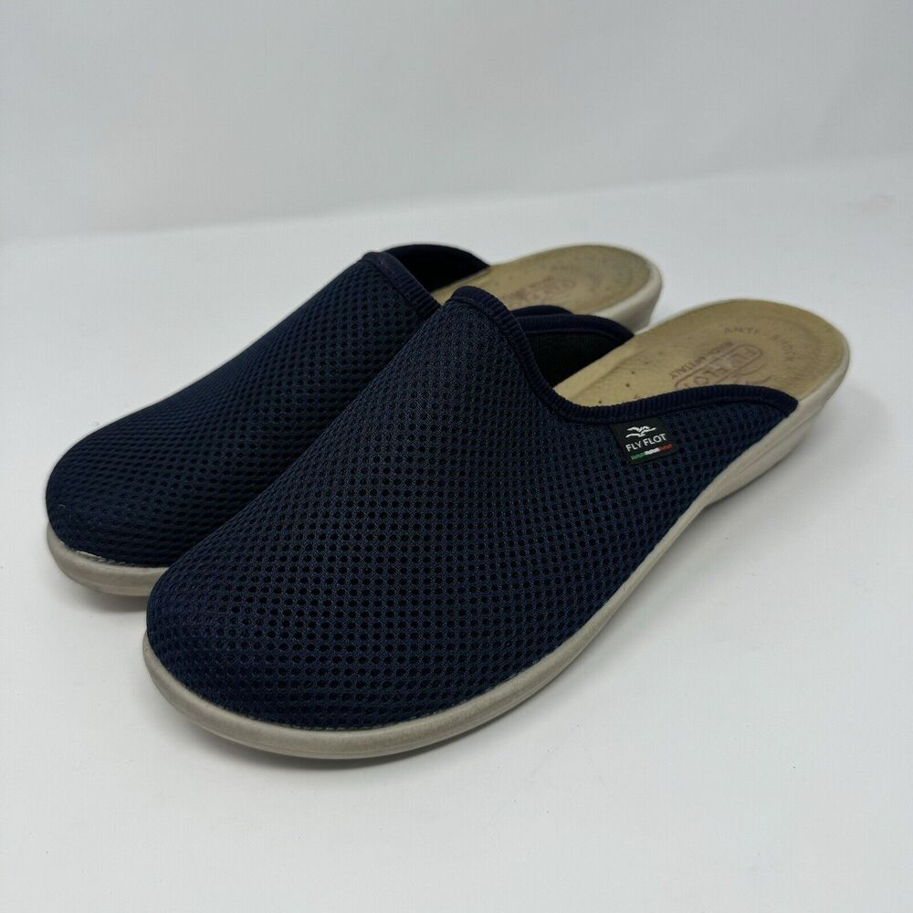 Fly Flot Mules Blue Mesh Clogs Leather Anatomic Anti Shock EU 40 Clogs Womens 9
